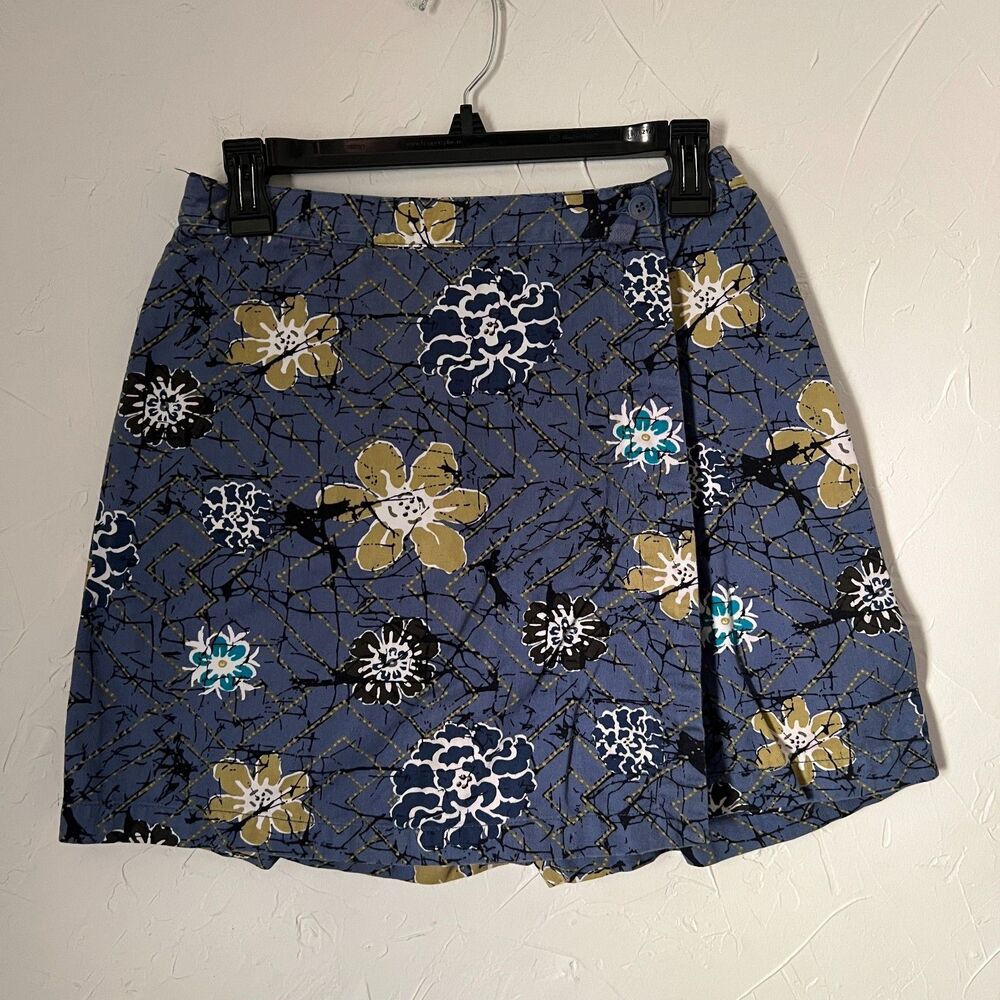 Cottagecore‎ Skort White Stag Blue Floral Wrap Style Vintage y2k Retro Size 6